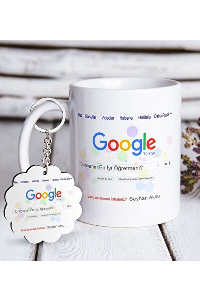 Bk Gift Kişiye Özel Google Dünyanın En Iyi Öğretmeni Beyaz Kupa Ve Anahtarlık...