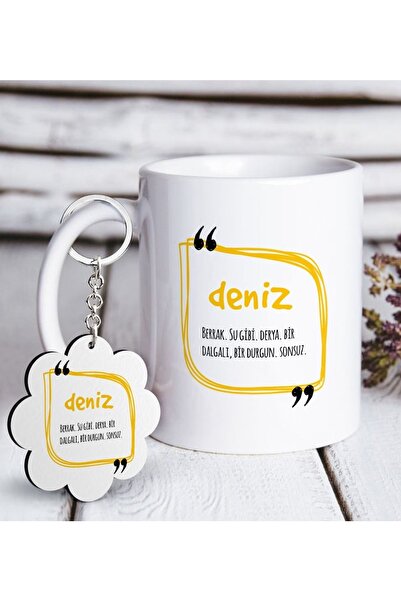 Bk Gift Kişiye Özel Isim Anlamı Beyaz Kupa Ve Anahtarlık Hediye Seti-6