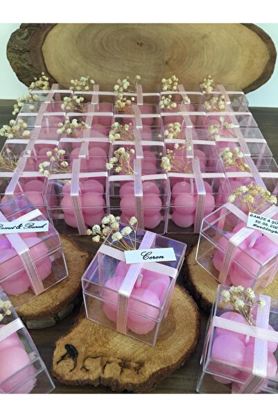 sakızağacı atölye Kutulu Pembe Bubble Mum Nikah,nişan,davet,özel Gün Hediyeli...