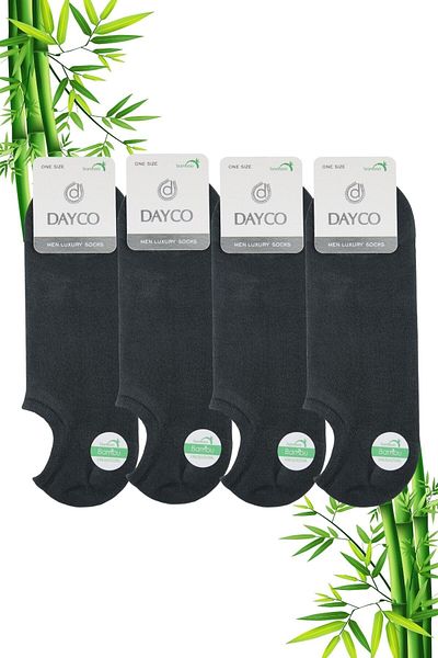 DAYCO Premium Bamboo Seamless Sneakers Invisible Sports Socks 4 Pack Smoked
