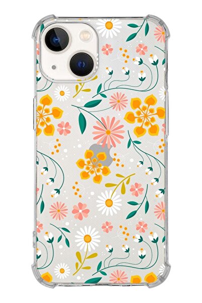 PrintiFy Apple Iphone 13 Mini Uyumlu Köşe Korumalı Antişok Kapak Çiçek Tasarı...