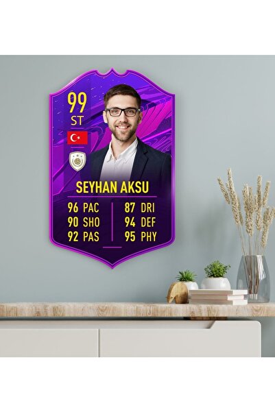Bk Gift Kişiye Özel Ahşap Tablo Futbolcu Kartı-1