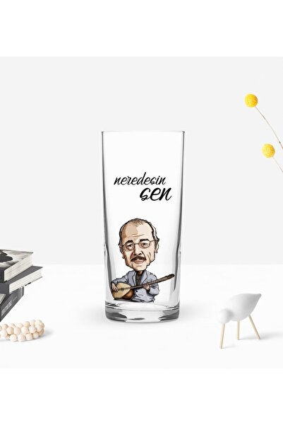 Bk Gift Kişiye Özel Renkli Baskılı Neşet Ertaş Tasarımlı Rakı Bardağı-1