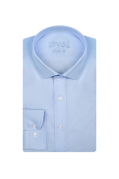 SÜVARİ Gm 1007100426   Cămașă pentru bărbați, cu guler clasic, slim fit, albastru solid