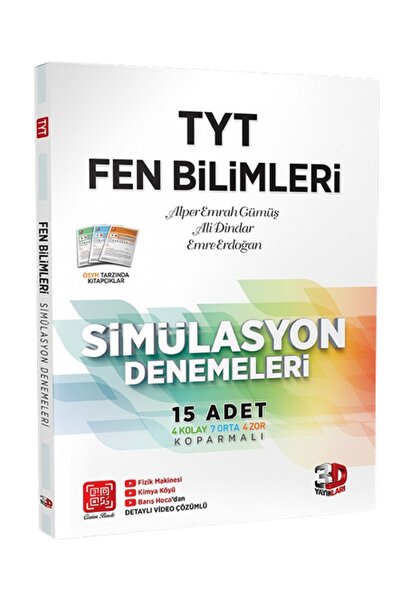 3D Yayınları Tyt Fen Bilimleri 15'li Simulasyon Denemeleri Tamamı Video Çözümlü