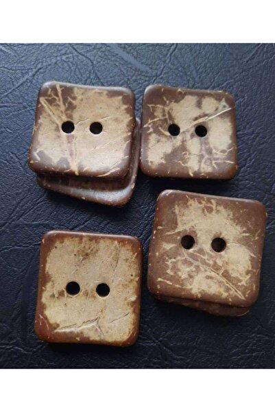 İMREN AKSESUAR Ξύλινο Κοκκανάτ Φυσικό Κουμπί Πλάτους 3 εκ. Τετράγωνο Σχήμα 1 Πακέτο 5 Τεμάχια