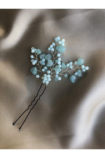 DOĞA ART STORE Αξεσουάρ μαλλιών με φουρκέτα από πέτρα Aquamarin