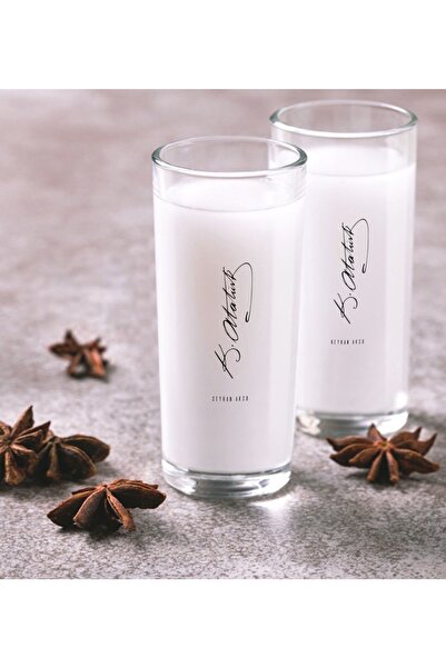 BK Kişiye Özel Renkli Baskılı Atatürk Temalı Ikili Rakı Bardağı Seti-31