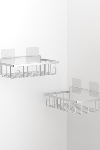 Teknotel Raft de baie 2 buc - cu adeziv și cârlig, argintiu ST241