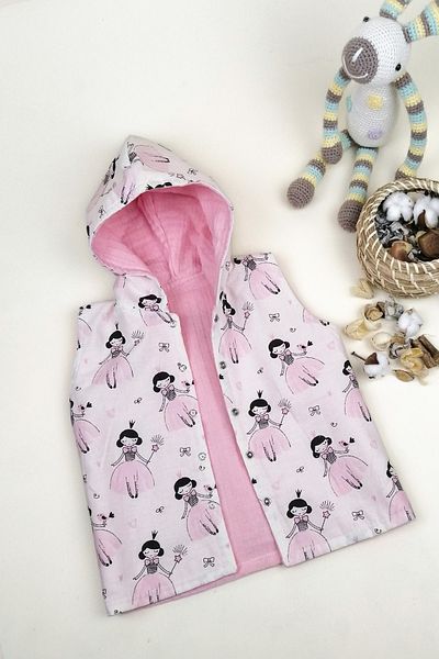 la mure baby Hooded Muslin & Poplin Reversible Vest