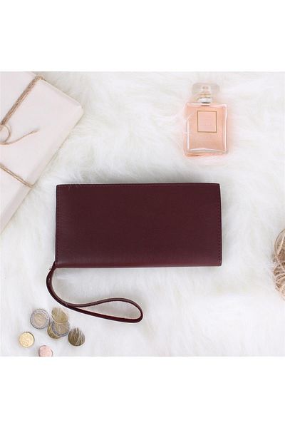 Bagacar Vr715 Claret Red Faux Leather Women's Wallet and Hand Portfolio