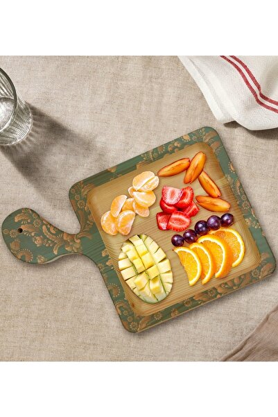 Bk Gift Gift Retro Motif Tasarımlı Kare Şeklinde Doğal Ahşap Servis Ve Sunum ...