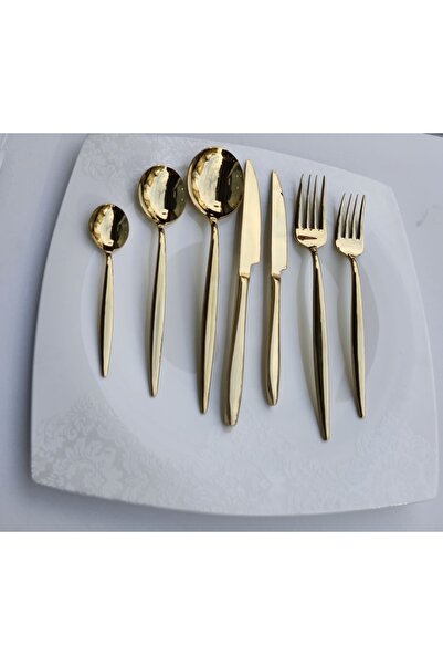 DMR LİFE Asian Titanium Gold - 84-Piece Spoon Knife Set for 12 (Read Set Content)