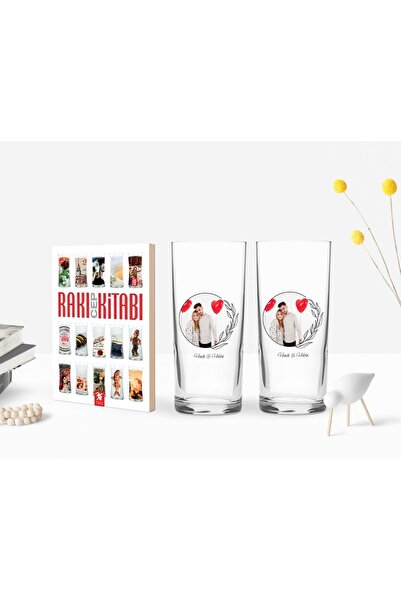 Bk Gift Kişiye Özel Renkli Baskılı Isimli Fotoğraflı Ikili Rakı Bardağı Ve Ra...