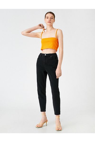 Koton Relaxed Cut High Waist Slim Leg Jeans with Elastic Waist - Baggy Jean