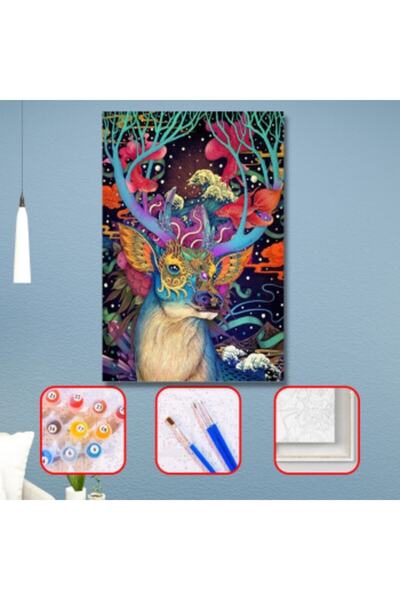 Genel Markalar Sayılarla Boyama Seti Kasnaklı Soyut Geyik 60 X 75 Cm