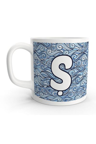 Rock'n Fox Letter Ş Sea Wave Patterned Sailor Design Letter Mug