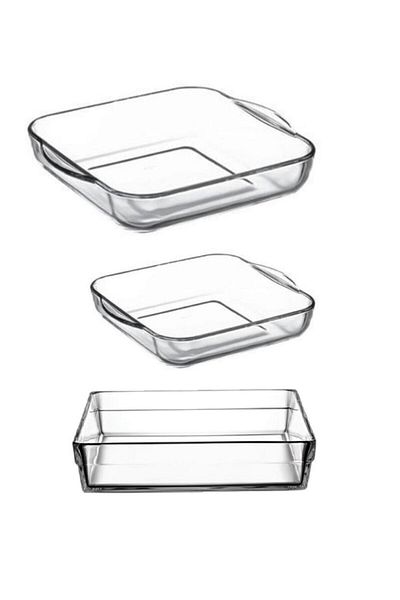 Emr züccaciye Paşabahçe Borcam Oven Tray - 3 Piece Borcam Kitchen Set
