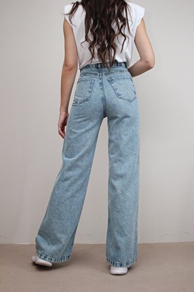 Livik Blugi din denim cu picioare largi din lycra cu talie înaltă Klein pentru femei