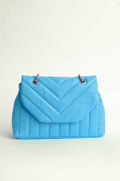 Çantacımstore Geantă de damă albastră matlasată cu cusut