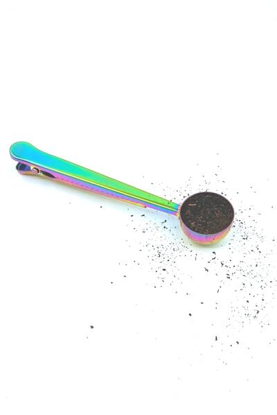 Buffer 2 Pcs Coffee Measuring Spoons with Latch Colorful Multifunctional Stainless Steel Spoons