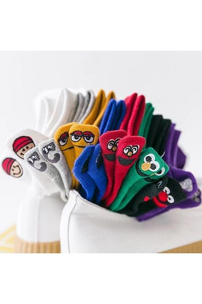 Meguca Socks Unisex πολύχρωμα μποτάκια με σχέδια Emoji Σετ κάλτσες 8 πακέτο
