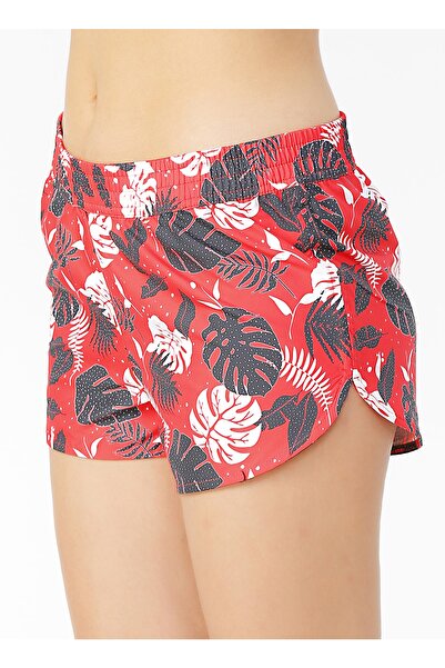 LİMON COMPANY Kadın Kırmızı Çiçek Desenli Deniz Şortu