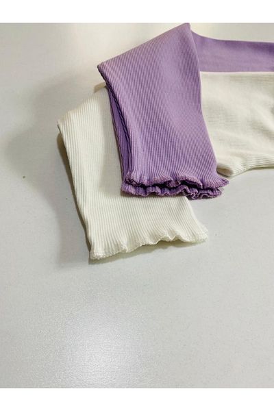 Ary Flexible Ribbed Lilac - White 2-Piece Girls' and Boys' Tights