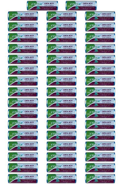 Ethex Medium Size Garbage Bag 50 Pack 55 X 60 Cm Blue