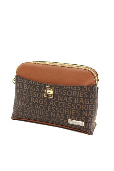 Nas Bag Дамска чанта през рамо Nas 933 Written, дамска чанта, кафеено-кафява