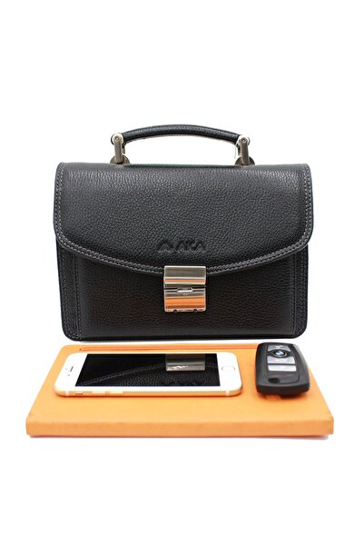 Nas Bag Men's Black Aka Deri 164 Genuine Leather Hand and Wrist Strap Bag