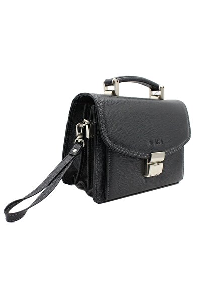 Nas Bag Men's Black Aka Deri 164 Genuine Leather Hand and Wrist Strap Bag