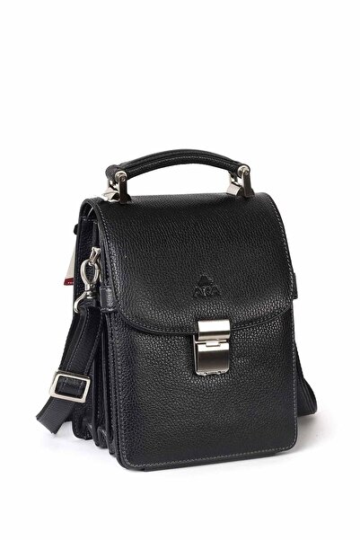 Aka Deri Чанта за мъже от естествена черна кожа - с дръжка за носене в ръка и...