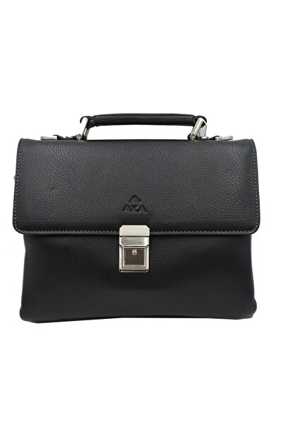 Aka Deri 350 Genuine Leather Men's Hand and Shoulder Strap Bag Black