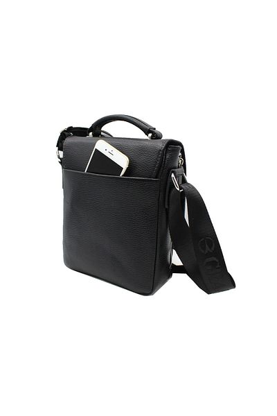 Grande 4265 100% Genuine Leather Men's Hand and Shoulder Strap Bag Black