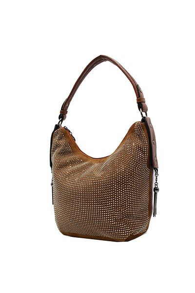 Nas Bag Nas 1071 Multi-Stone Hand and Shoulder Strap Bag Brown