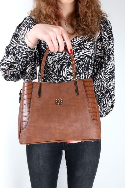 By Hakan Dm1242& Hand and Shoulder Strap Bag Brown