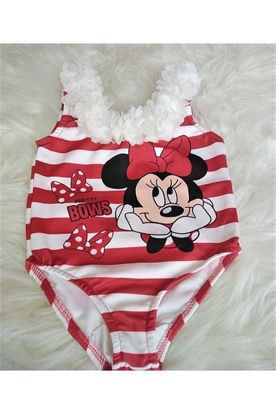 BEBEĞİME ÇORAP Girl's Swimsuit - Collar with Flower Detail