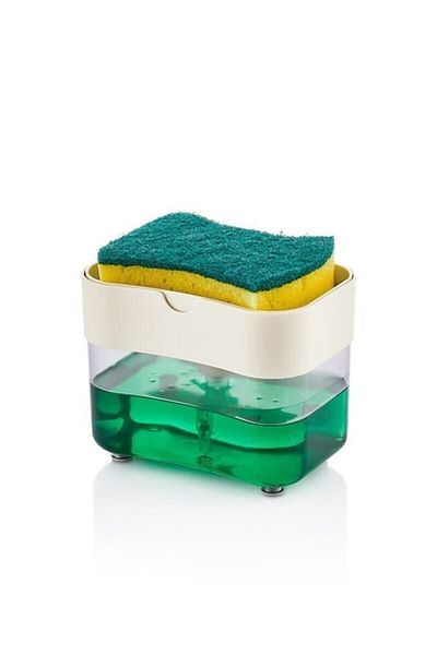 ALBAK Life Automatic Press Dish Sponge Tray with Detergent Tank White Color