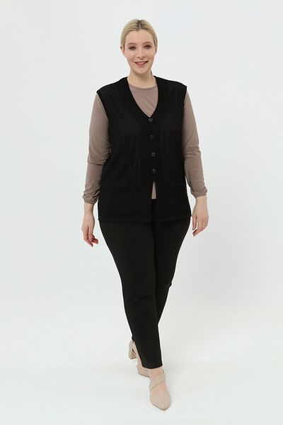 TEK Summer Classic Mercerized Openwork Large Size Mother Vest with Pockets
