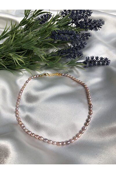 ASIYEGULBOUTIQUE Lila Renk Tatlı Su Inci Kolye