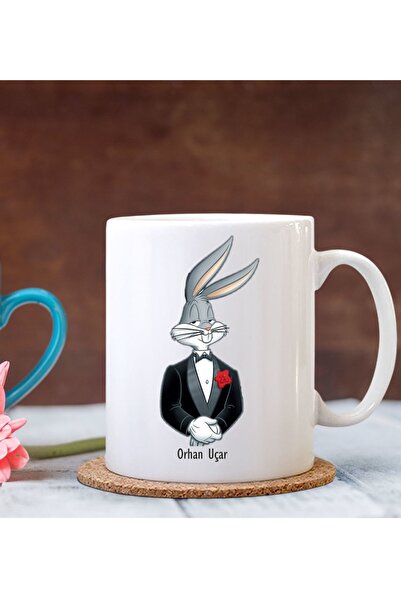 Bk Gift Kişiye Özel Bugs Bunny Tasarımlı Beyaz Kupa Bardak