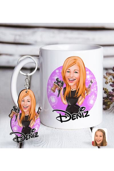 Bk Gift Kişiye Özel Kadın Güzellik Uzmanı Karikatürlü Beyaz Kupa Ve Anahtarlı...