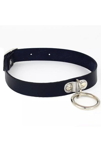 Köstebek Faux Leather Gothic Punk Leash Choker - Ringed