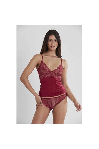 Pierre Cardin Burgundy Women's Lace Combed Cotton Undershirt Panty Camisole Set 361