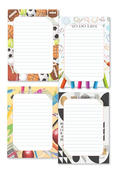 cabuk baskı 4-Piece Note Pad - To Do List Memo Pad 10x14 Cm