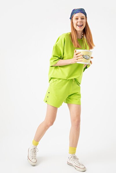 gothamvibes Women's Base Bang Lime Green Shorts