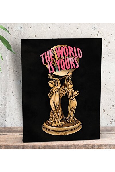 Bk Gift Gift The World Is Yours Tasarımlı Dekoratif Mini Kanvas Tablo 15x20cm-2