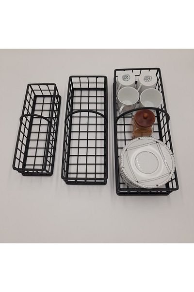 GO DEKOR Asortik Decorative 3-Piece Rustic Wire Basket - New Model