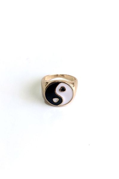 oldskoolbutik مطلي بالمينا يين يانغ الدائري